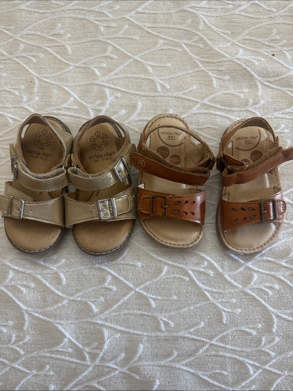 Stride Rite Kids' Tan and Brown Leather Sandals Set